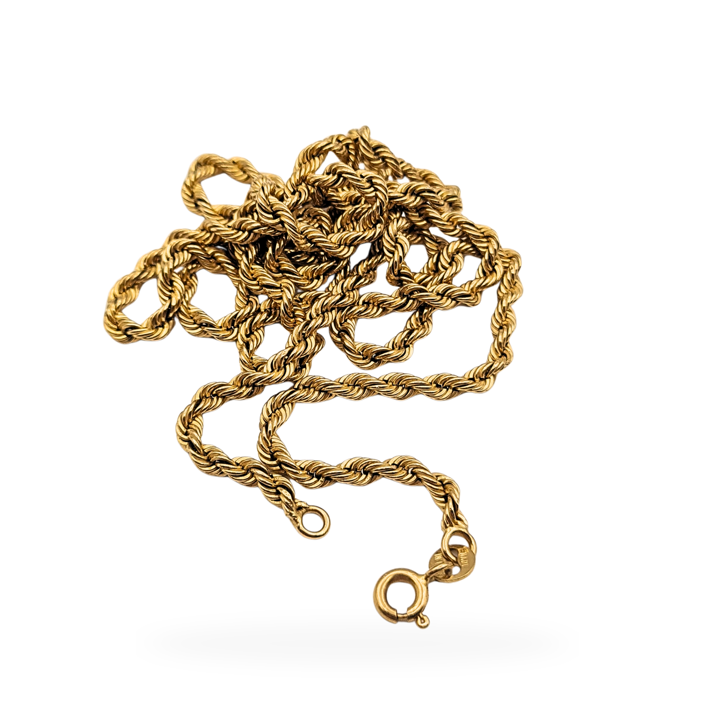 22 1/2" Long Gold Twist Rope Necklace,  Classic Delicate  Chain.