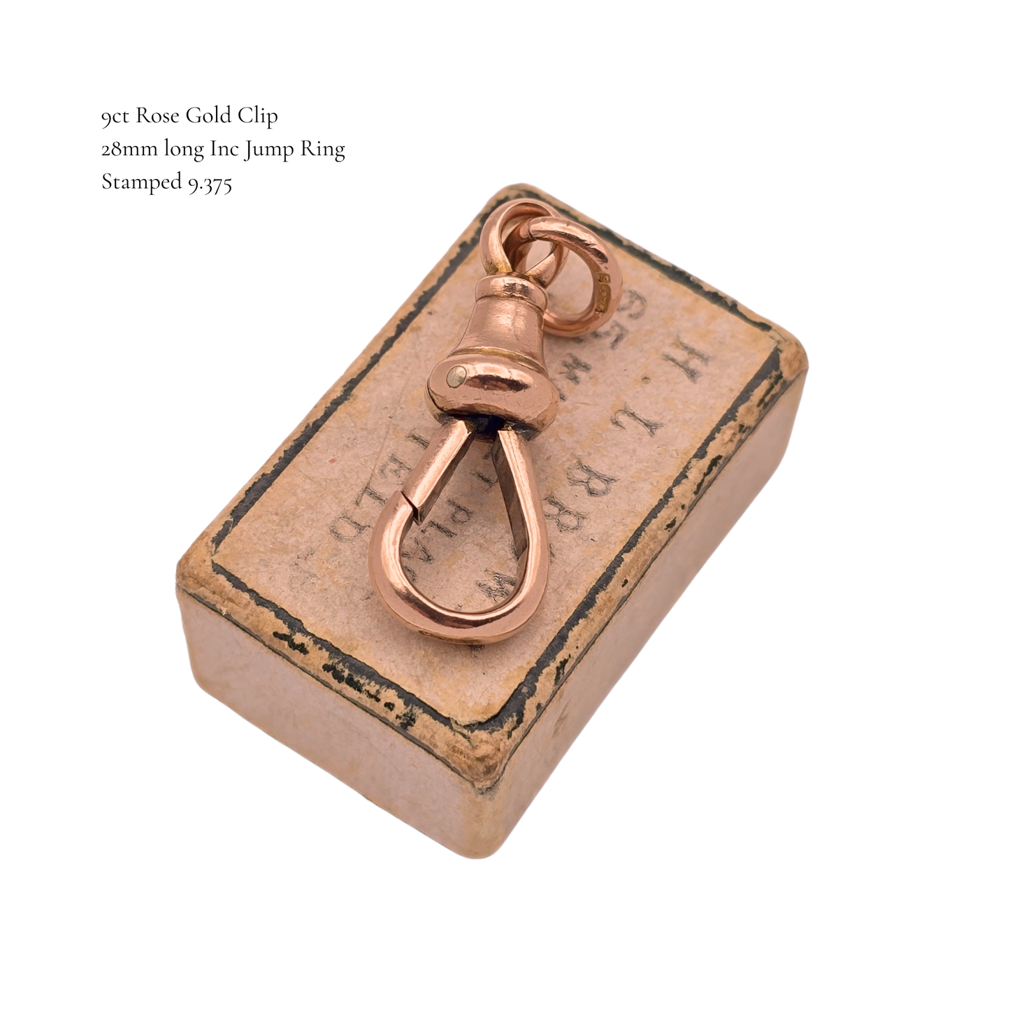 Large 9ct Rose Gold Dog Clip Clasp, Herbert Bushell Birmingham, 28mm Long