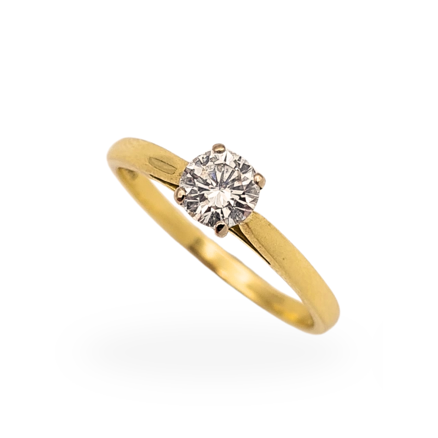Quality 18ct Gold Diamond Solitaire Engagement Ring  UK Q / US 8.25