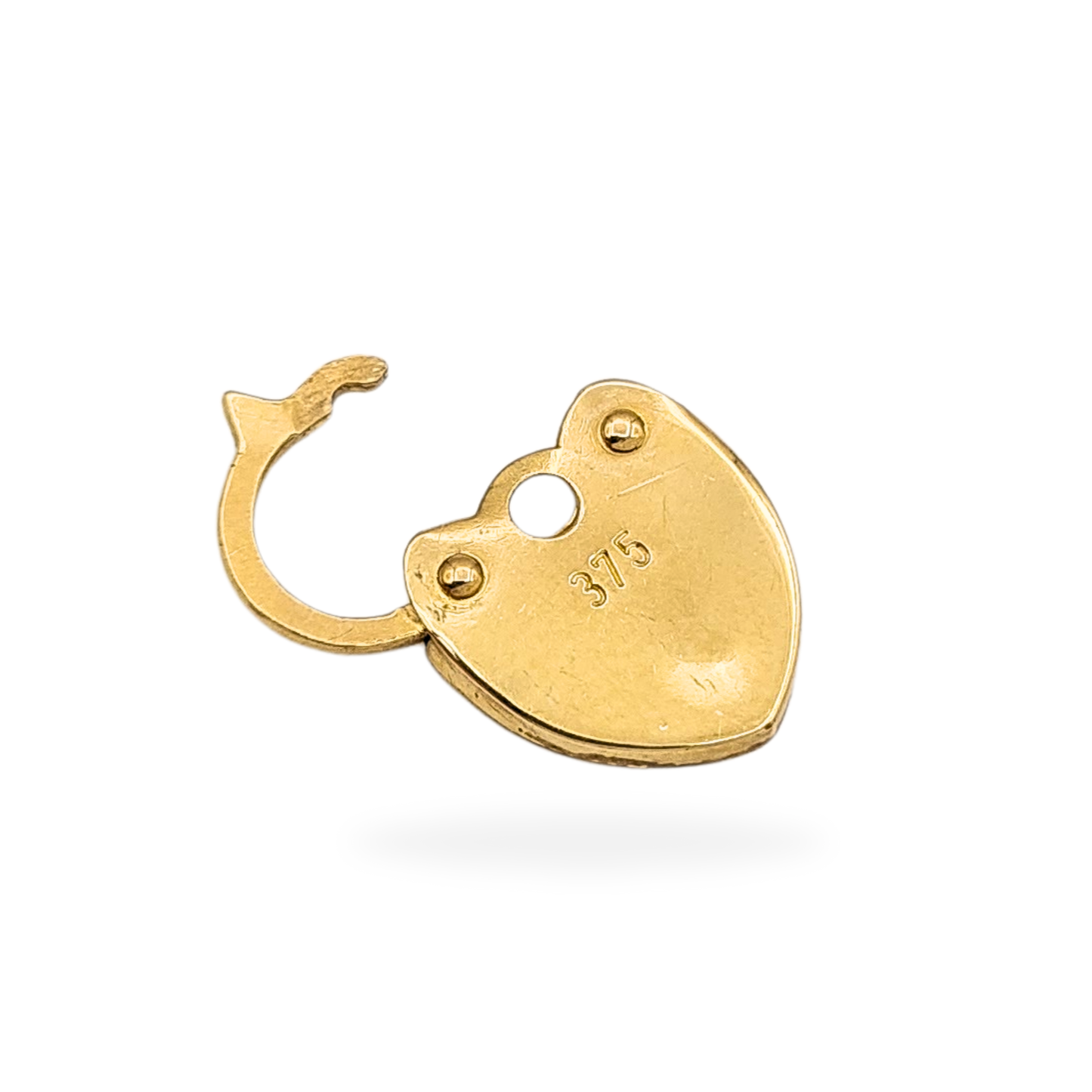Clearance Item 9ct Gold Heart Padlock, Hand Engraved