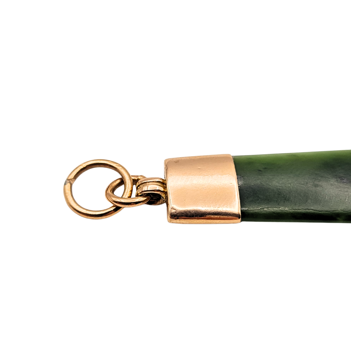 9ct Rose Gold Nephrite Jade Drop Pendant 50mm Teardrop