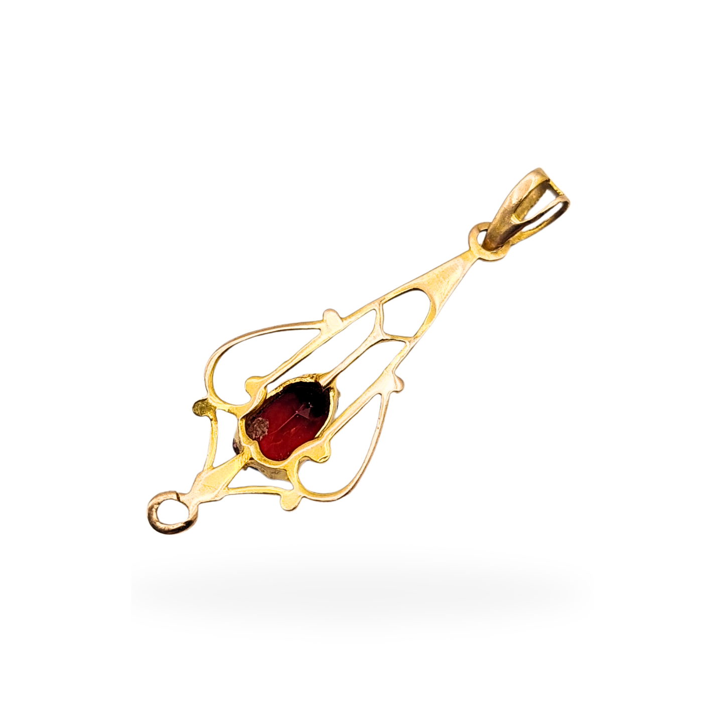 9ct Gold Ruby Lavaliere Pendant, Stamped 9ct