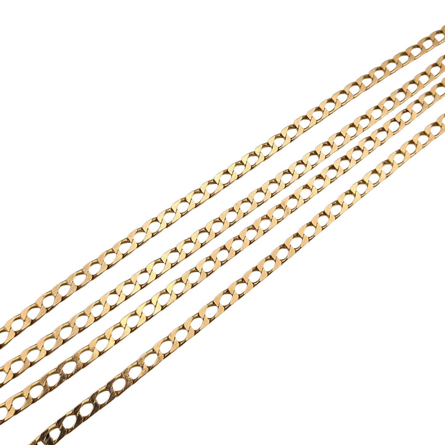 26" Long 9ct Gold Flat Curb Chain Necklace, Spring Clasp