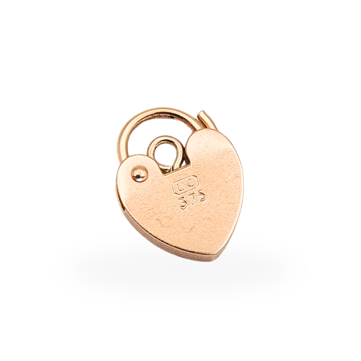 Vintage 9ct Rose Gold Heart Padlock Charm Padlock Hand Engraved