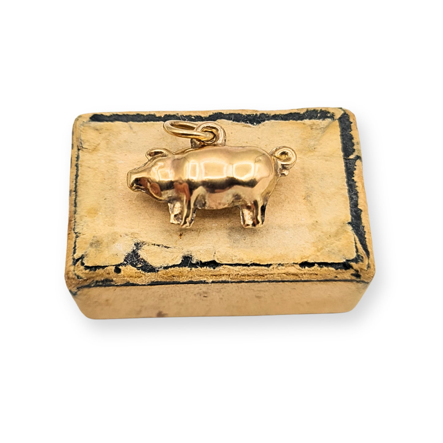 9ct Gold Puffy Pig Charm Pendant,  Novelty Animal Charm