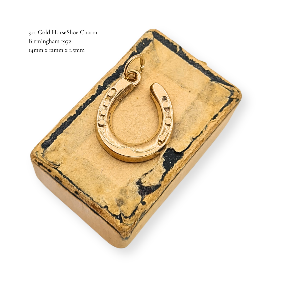 9ct Gold Horseshoe Charm Small Lucky Horse Shoe Pendant Birmingham 1972