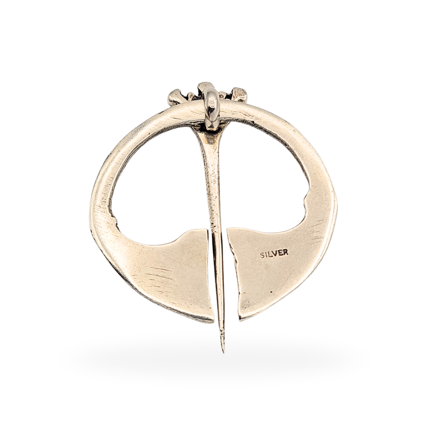 Silver Celtic Kilt Pin, Crown Design, Stamped Silver