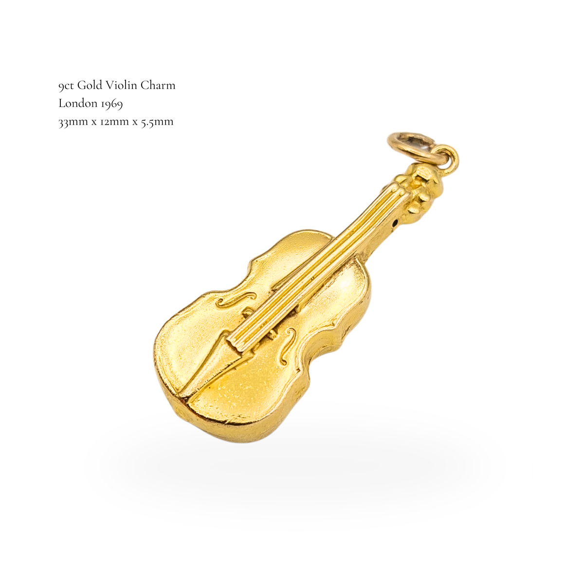 9ct Gold Violin Fiddle Charm Pendant Georg Jensen Ltd London 1969