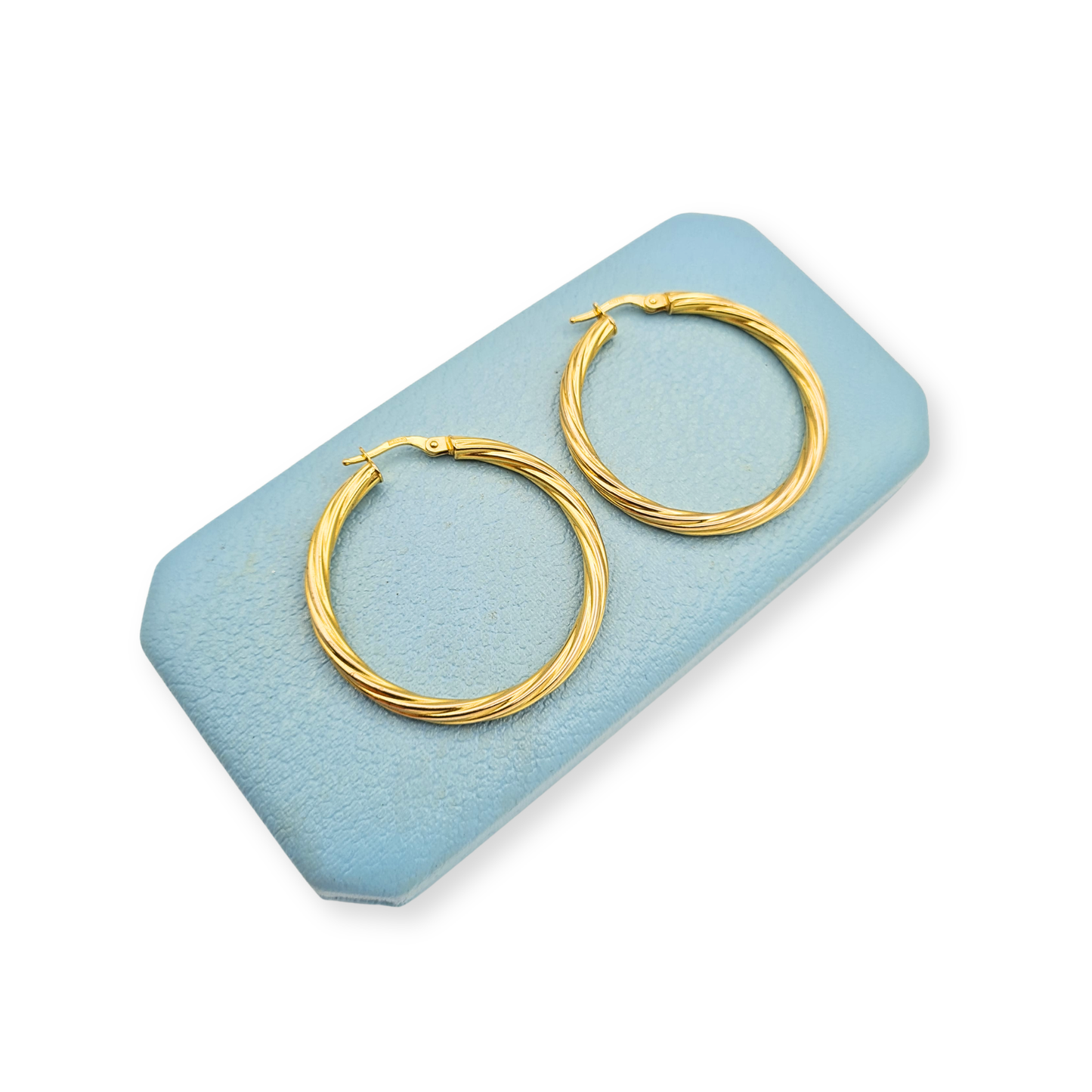 Huge 9ct Gold Twist Hoop Earrings 36mm Fully British Hallmarked