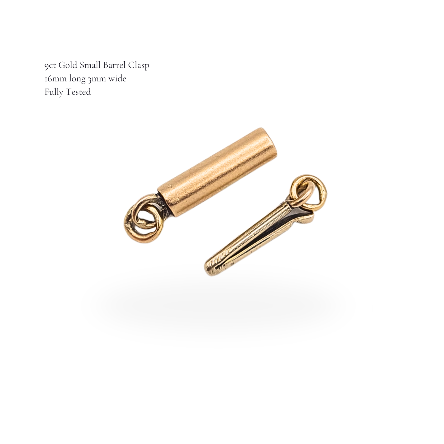 Tiny 9ct Gold Small Barrel Clasp Yellow Gold Connector Finding 16mm