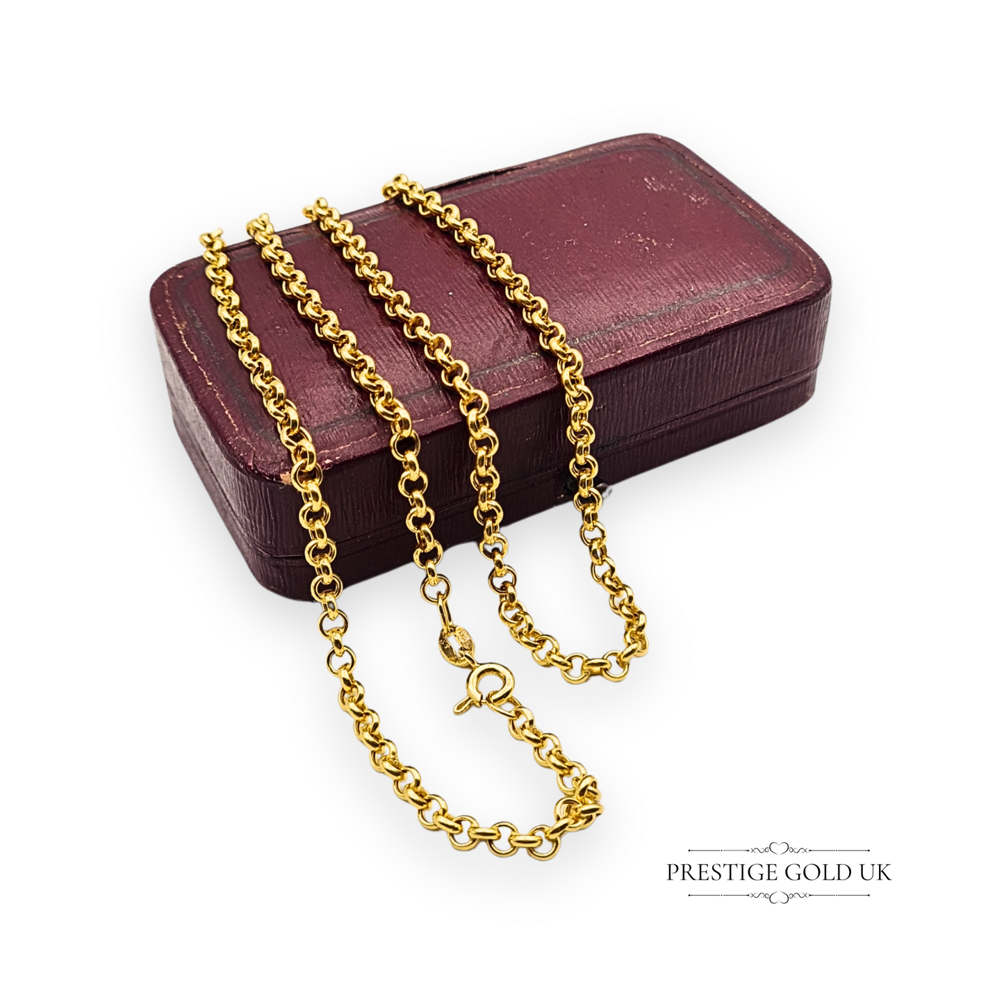 20" 9ct Gold Belcher Chain Necklace, Hollow 3mm Wide Rolo Chain