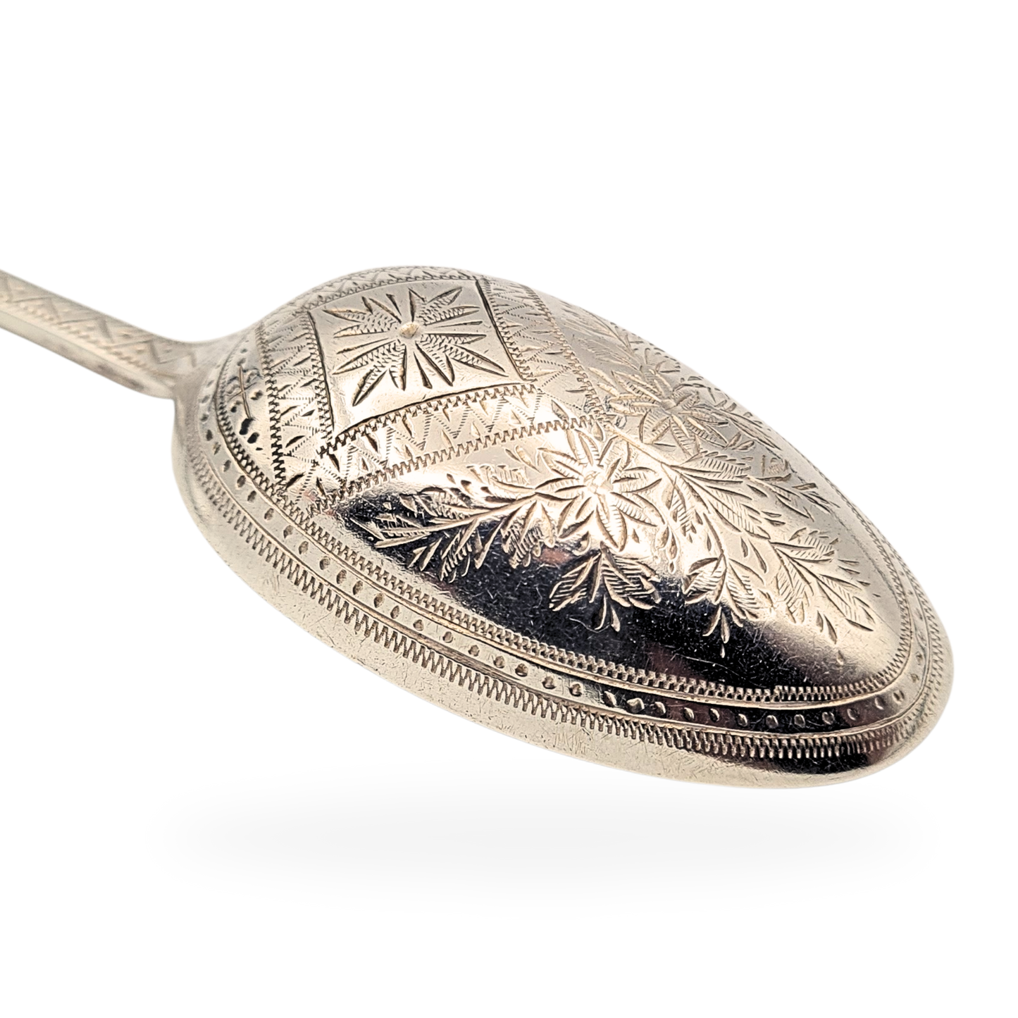 1889 Silver Engraved Teaspoon, Birmingham, Victorian Era
