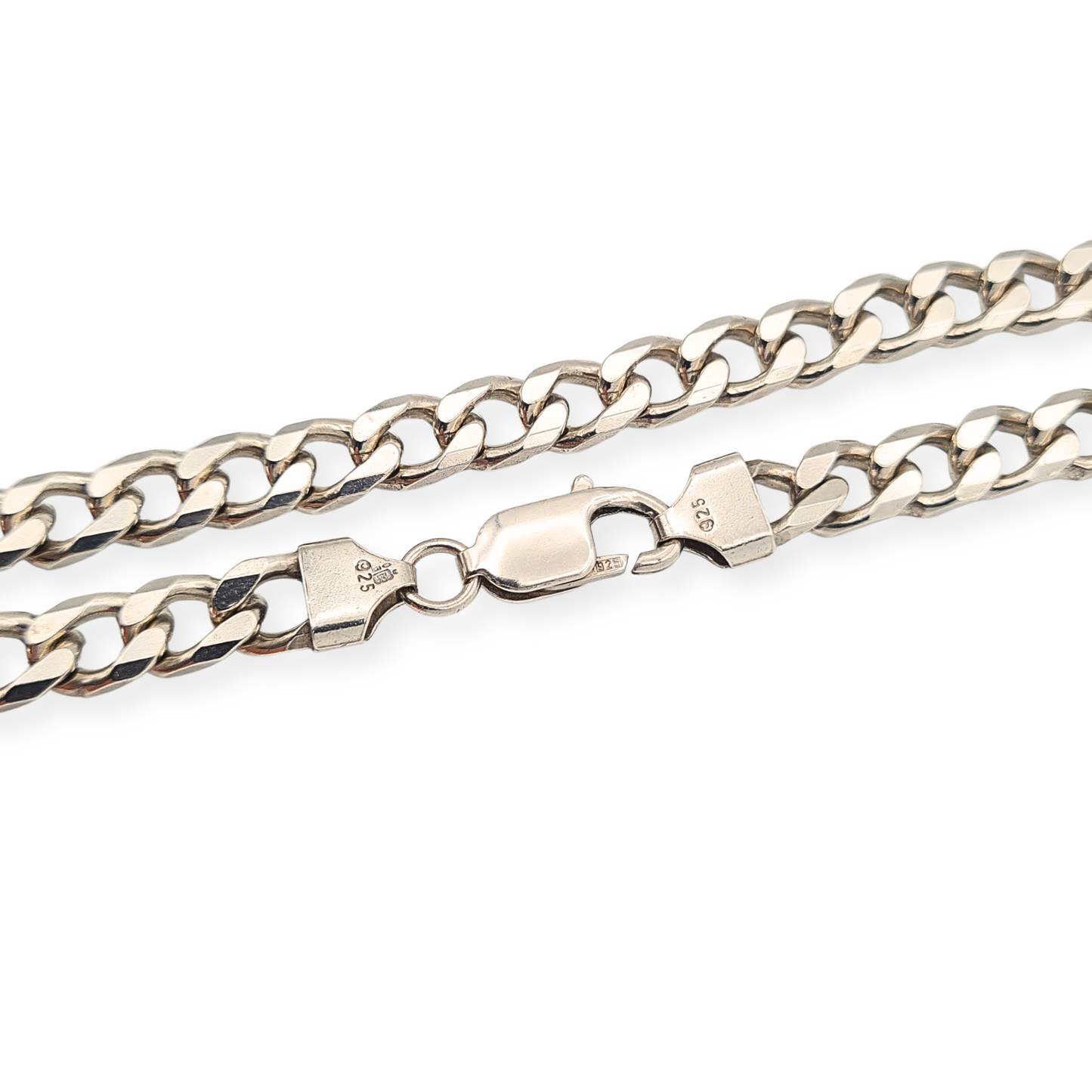 20" Solid Sterling Silver Flat Curb Chain Necklace 51cm Vintage 925