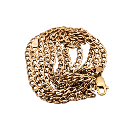 26 "Long 9ct Rose Gold Curb Chain Necklace With Lobster Clasp