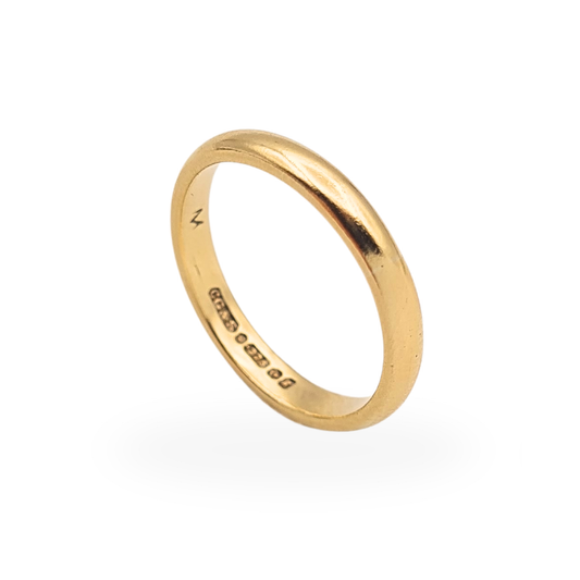 Solid 9ct gold wedding band ring hallmarked Birmingham 1955 with polished rounded profile