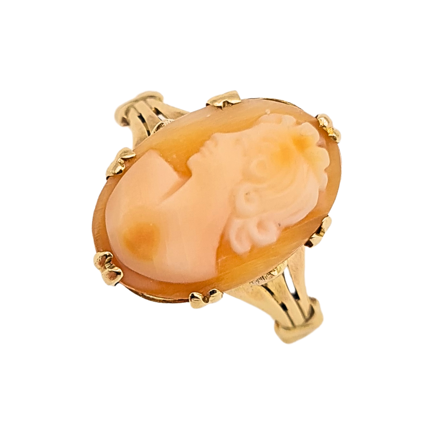 9ct Gold Vintage Cameo Ring Oval Shell Cameo UK R US 8.5