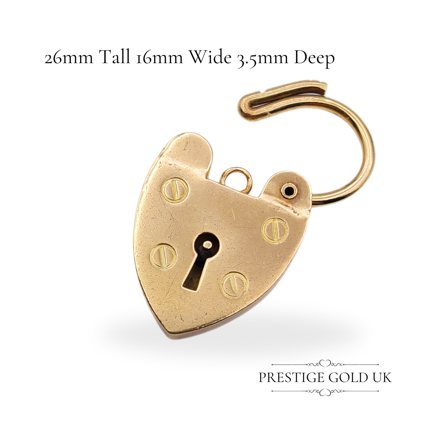 Vintage 9ct Yellow Gold Heart Padlock, Fully British Hallmarked, London 1983