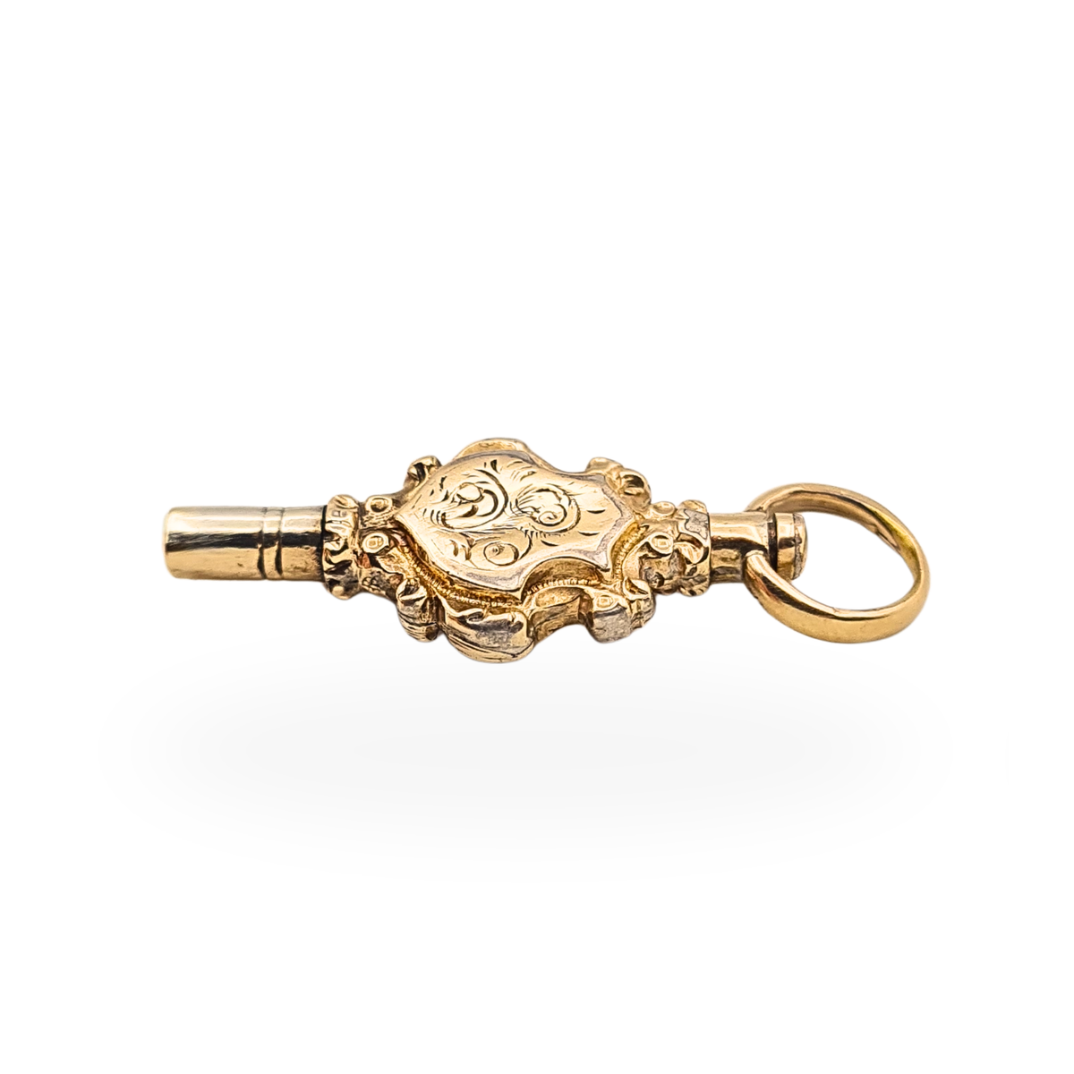 9ct Gold Pocket Watch Winding Key Charm Hand Engraved