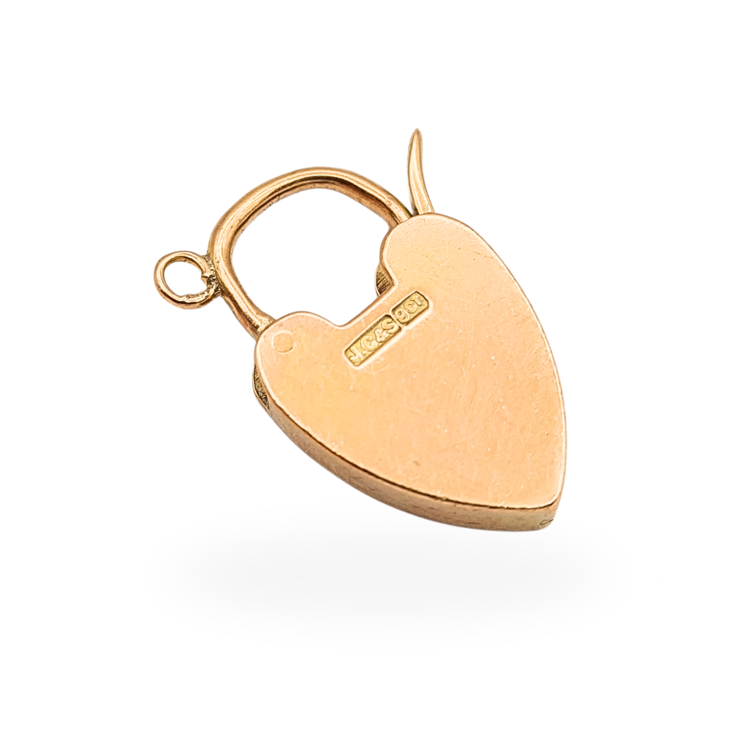 Antique 9ct Rose Gold Heart Padlock Clasp, Hand Engraved Gate Bracelet Lock