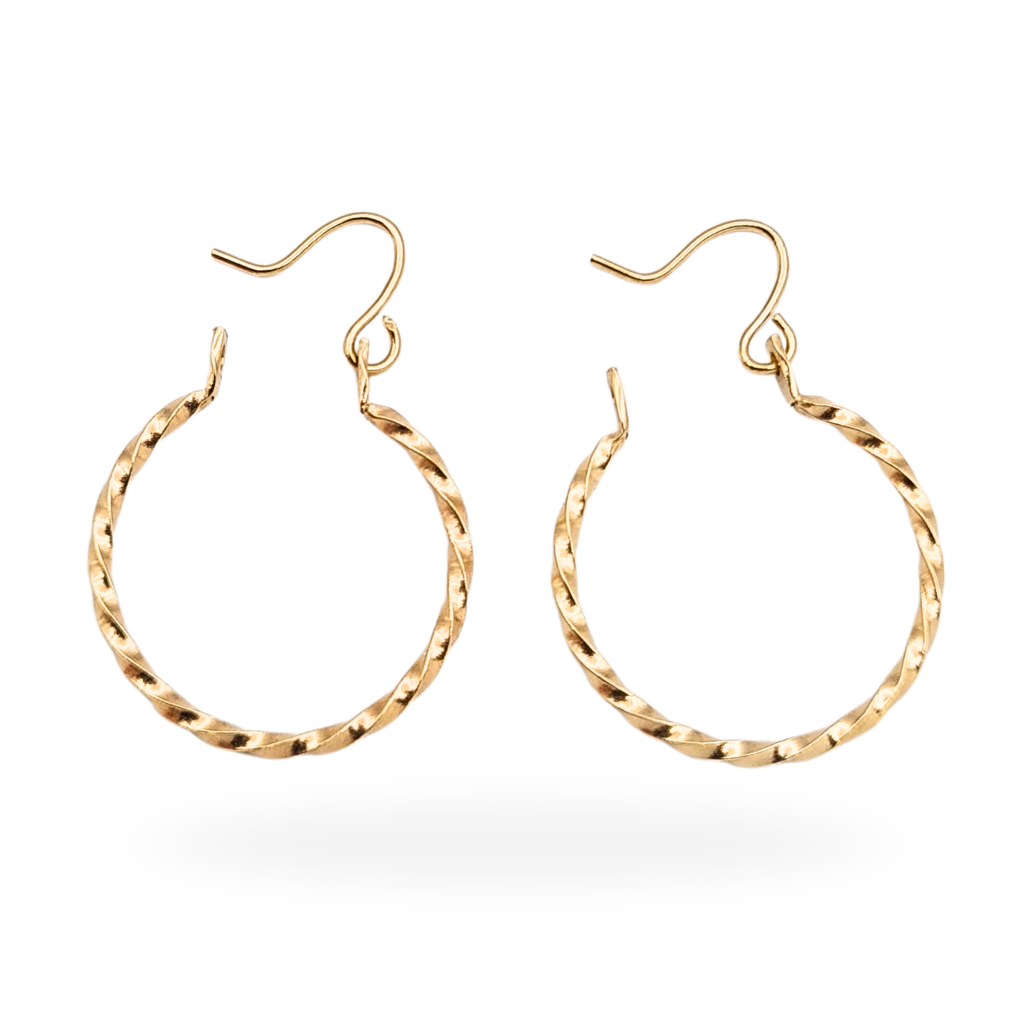9ct Gold Twist Hoop Earrings 16mm, Lightweight