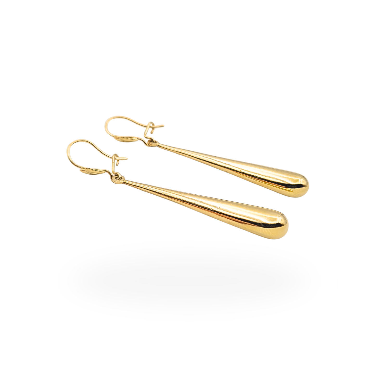 Large 9ct Gold Long Teardrop Dangle Earrings Polished Yellow Gold Drops
