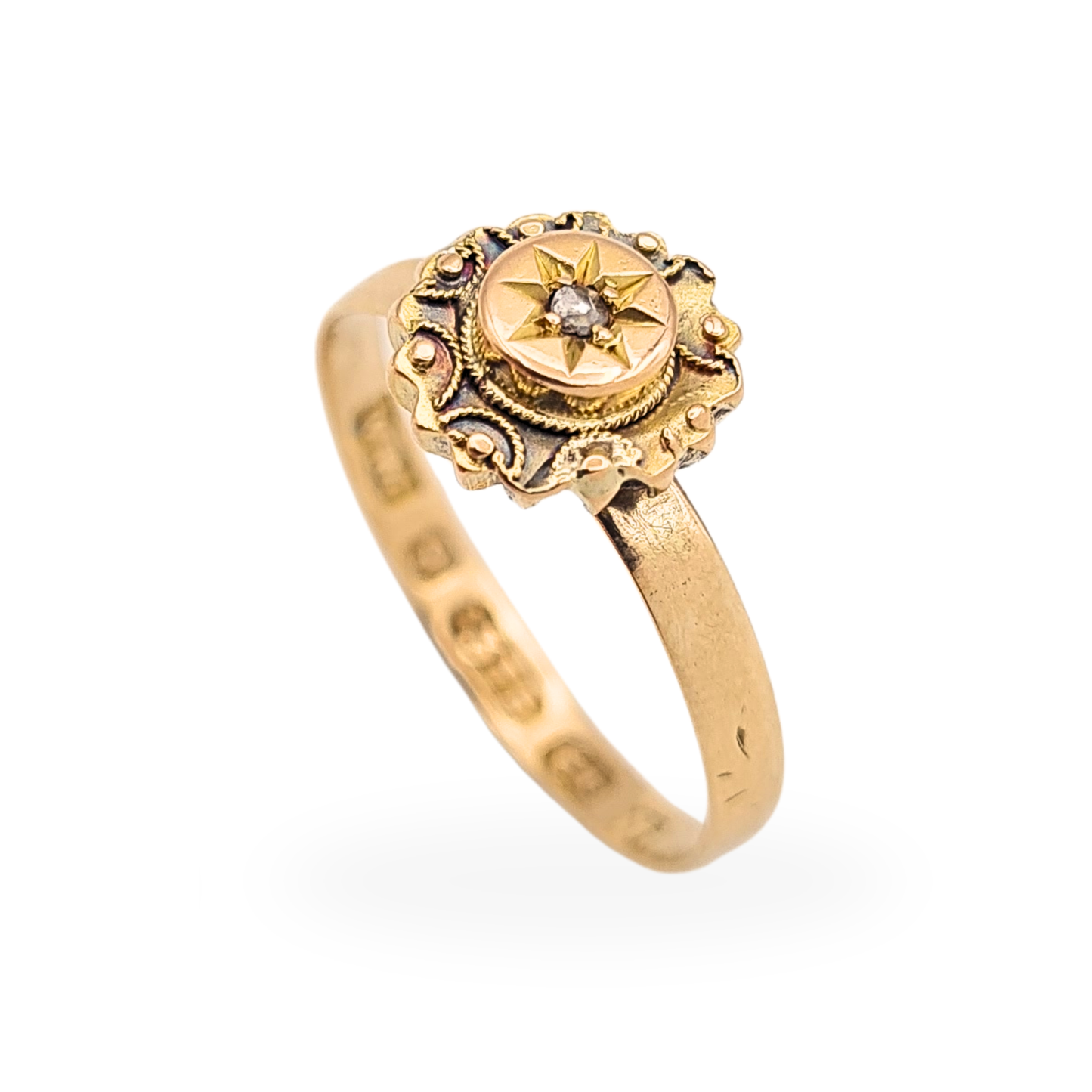 Victorian 1800's 9ct Gold Diamond Star Ring Birmingham UK N US 6.75