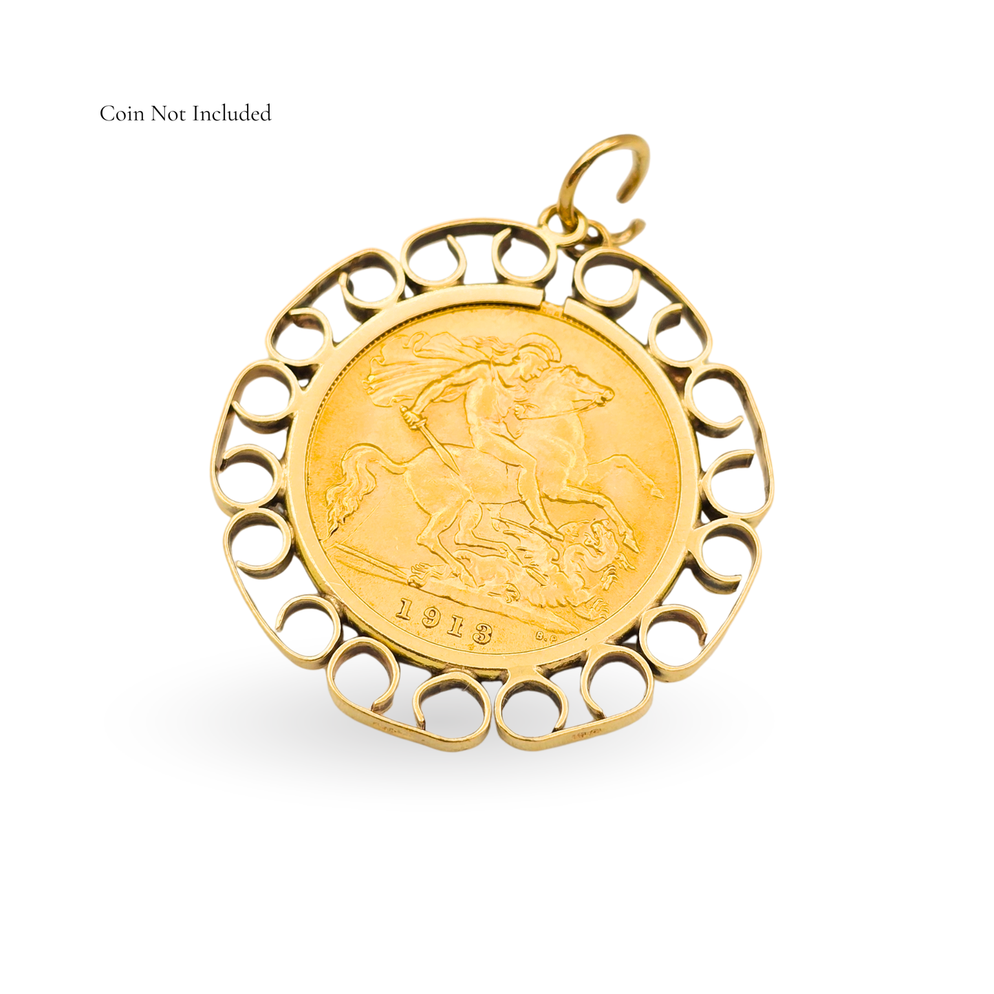 9ct Gold Half Sovereign Mount with Scroll Edge Design