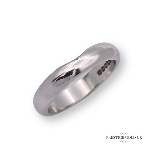 Chunky Notched Platinum Wedding Band, Solid Platinum Band, UK L 1/2 US 6