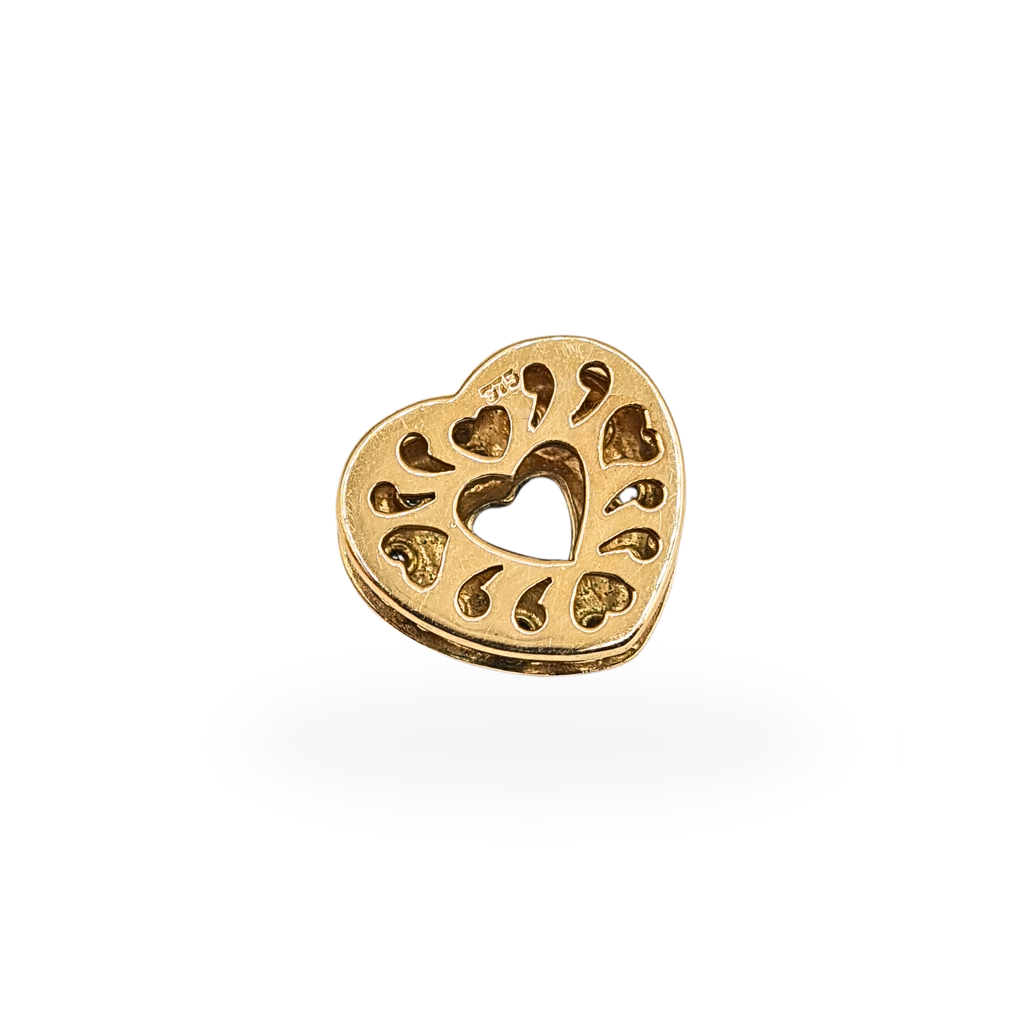 Amazing Gold & Diamond Heart Pendant, Chunky Doughnut Open Hear Pendant