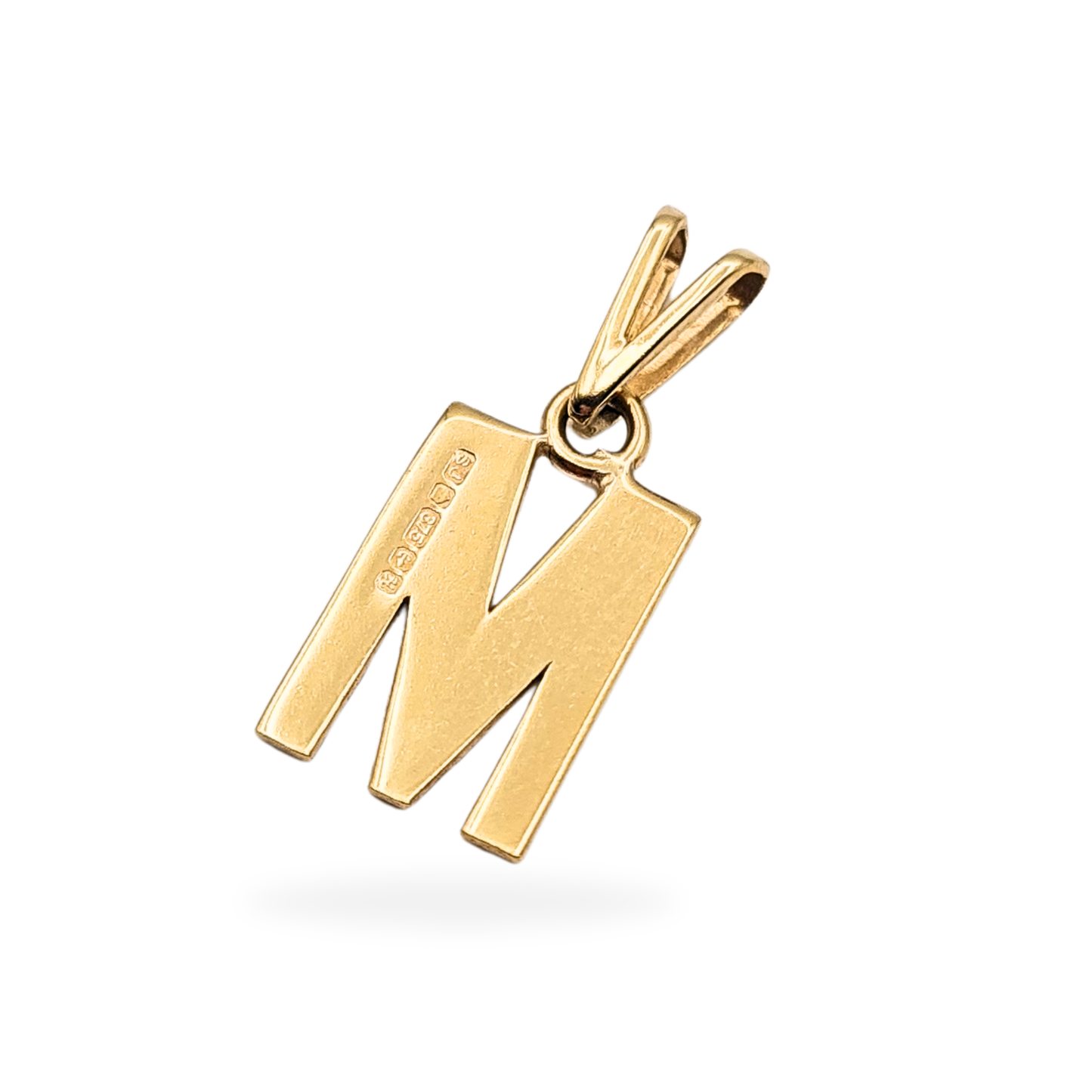 9ct Gold Letter M Pendant, Textured, Hallmarked