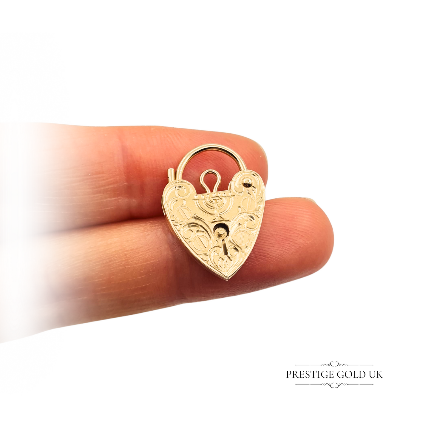 9ct Gold Heart Padlock Menorah Engraved 1978 London Jewish Charm