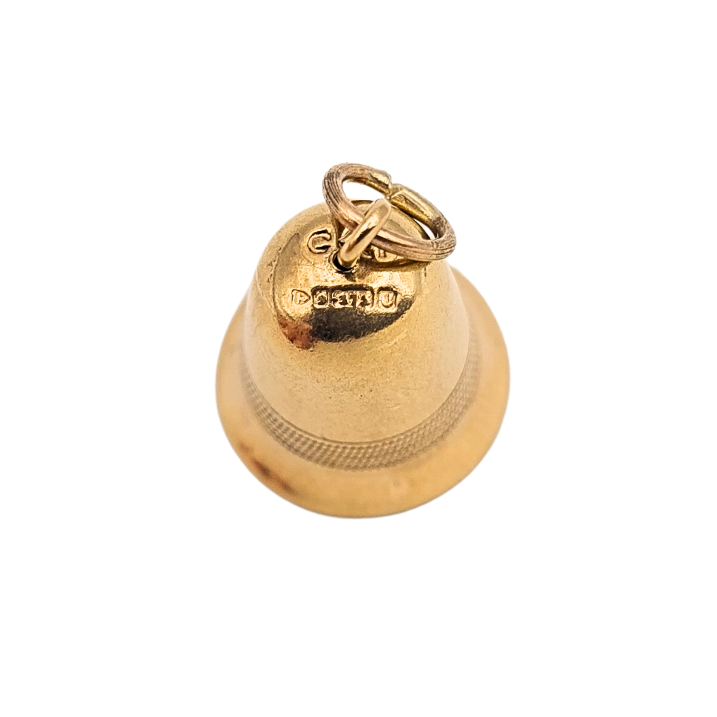9ct Gold Ringing Bell Charm, Moving Clapper, Fully Hallmarked