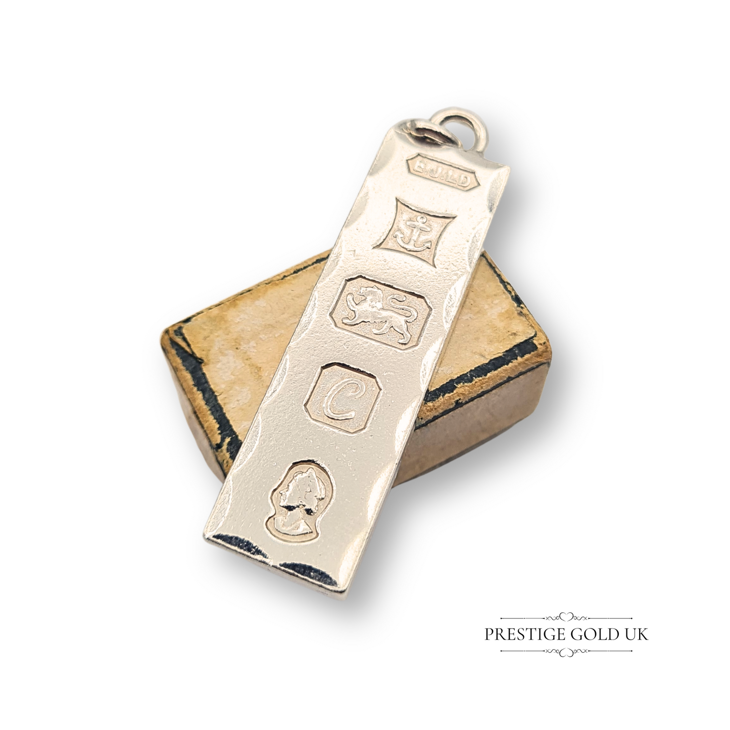 925 Silver Ingot Pendant 14g Hallmarked  Birmingham 1977 Faceted Edge