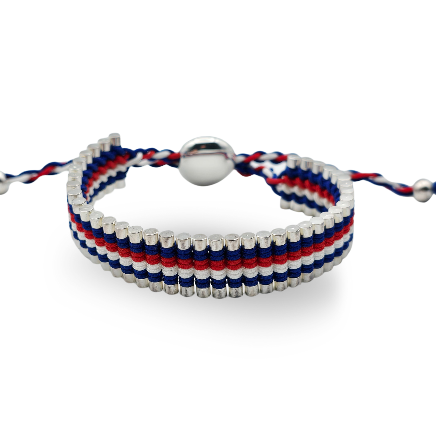 As-New Links of London Friendship Bracelet, Adjustable 5–9” Red White Blue