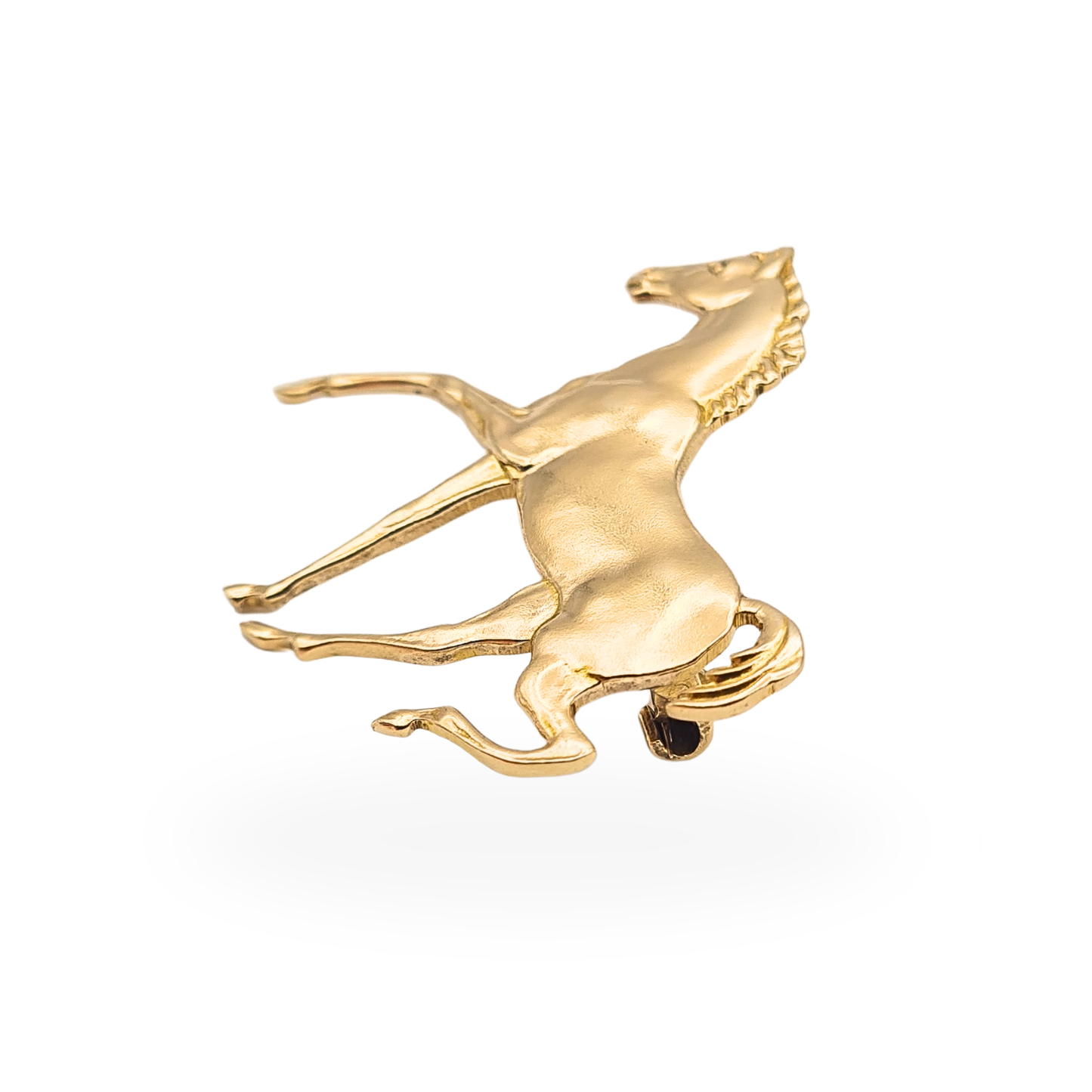 Large 9ct Gold Solid Horse Brooch Birmingham 1986 Satin Equestrian Pin
