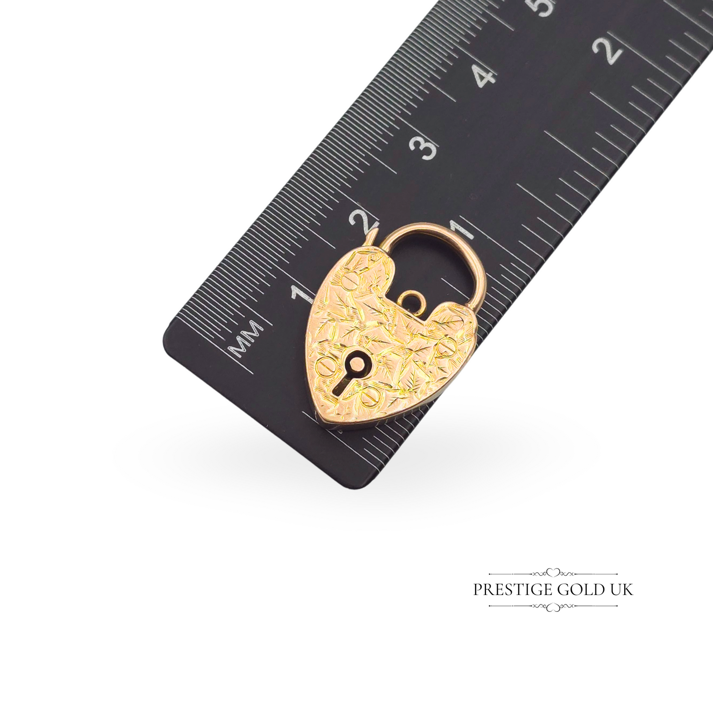 Antique William Lewis Engraved Heart Padlock 9ct Gold
