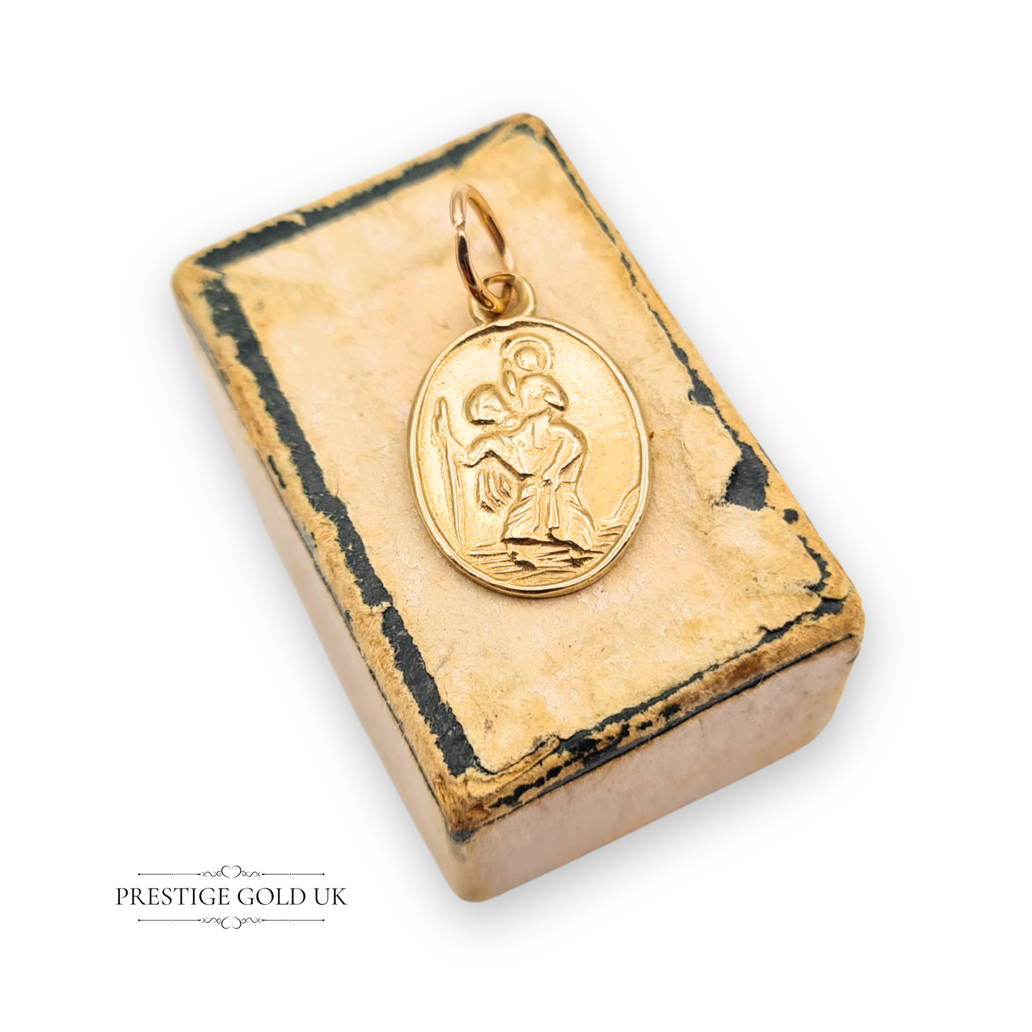 9ct Gold Small Oval St Christopher Carrying the Christ Child