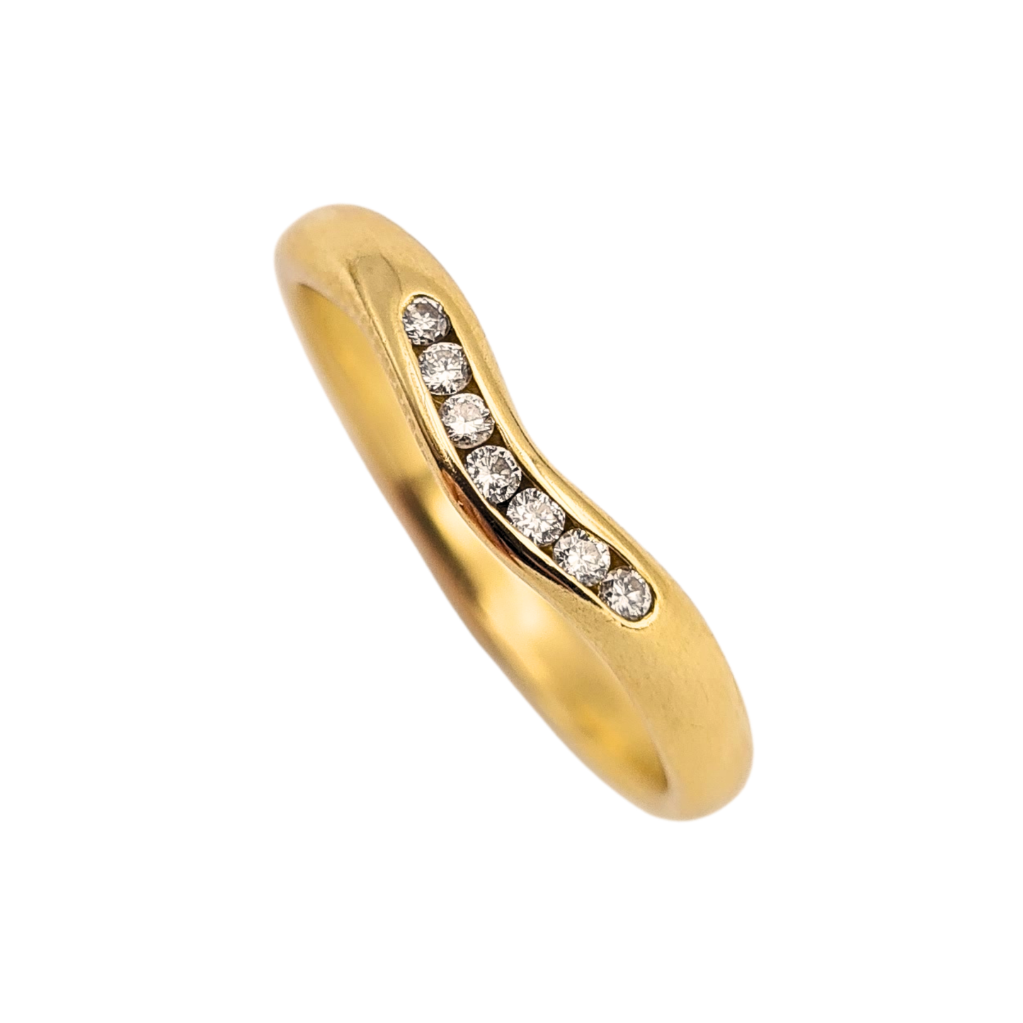 Amazing Quality 18ct Gold Diamond Set Wishbone Ring UK Q US 8