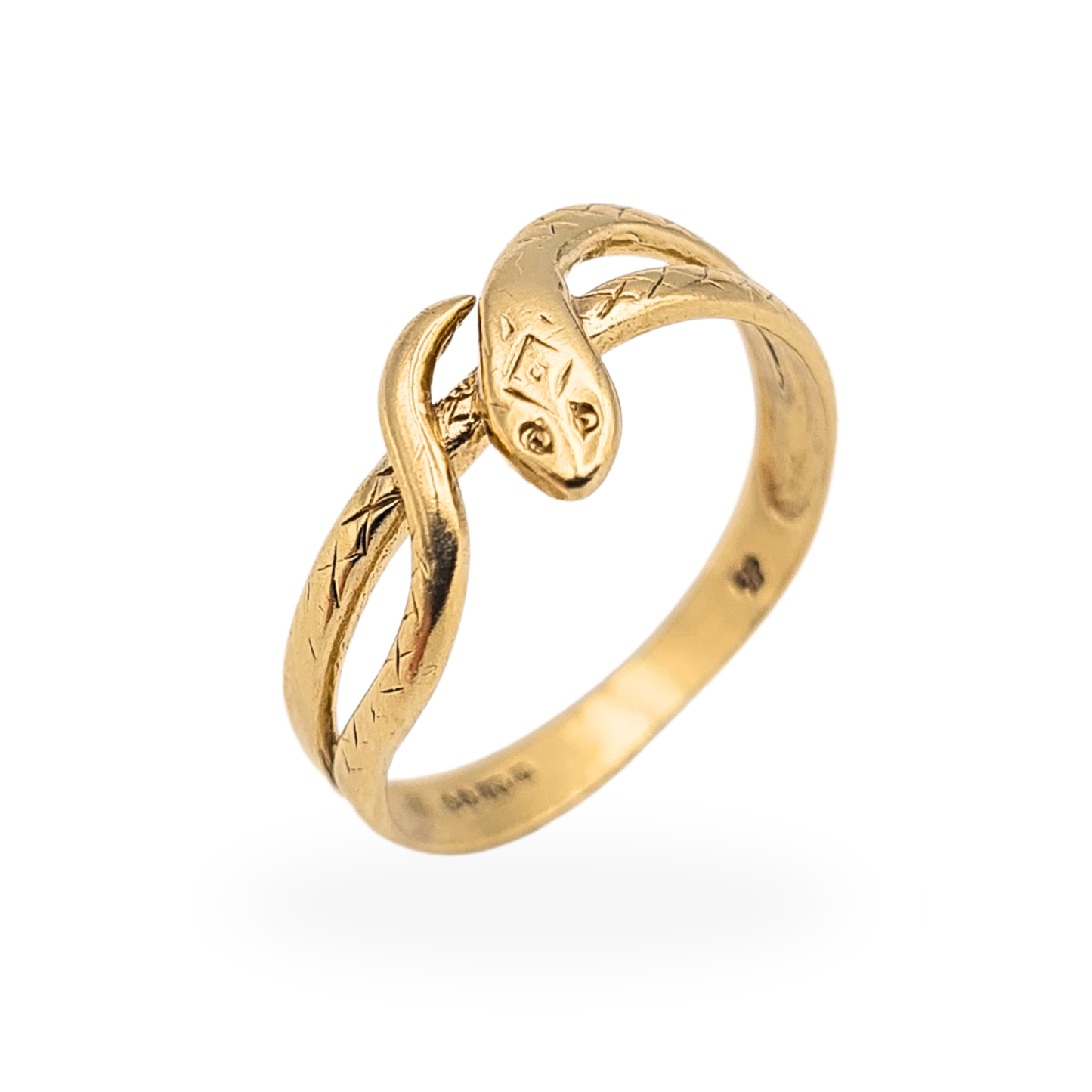 9ct Gold Small Snake Ring Birmingham Hallmarked 1986 UK O US 7.25