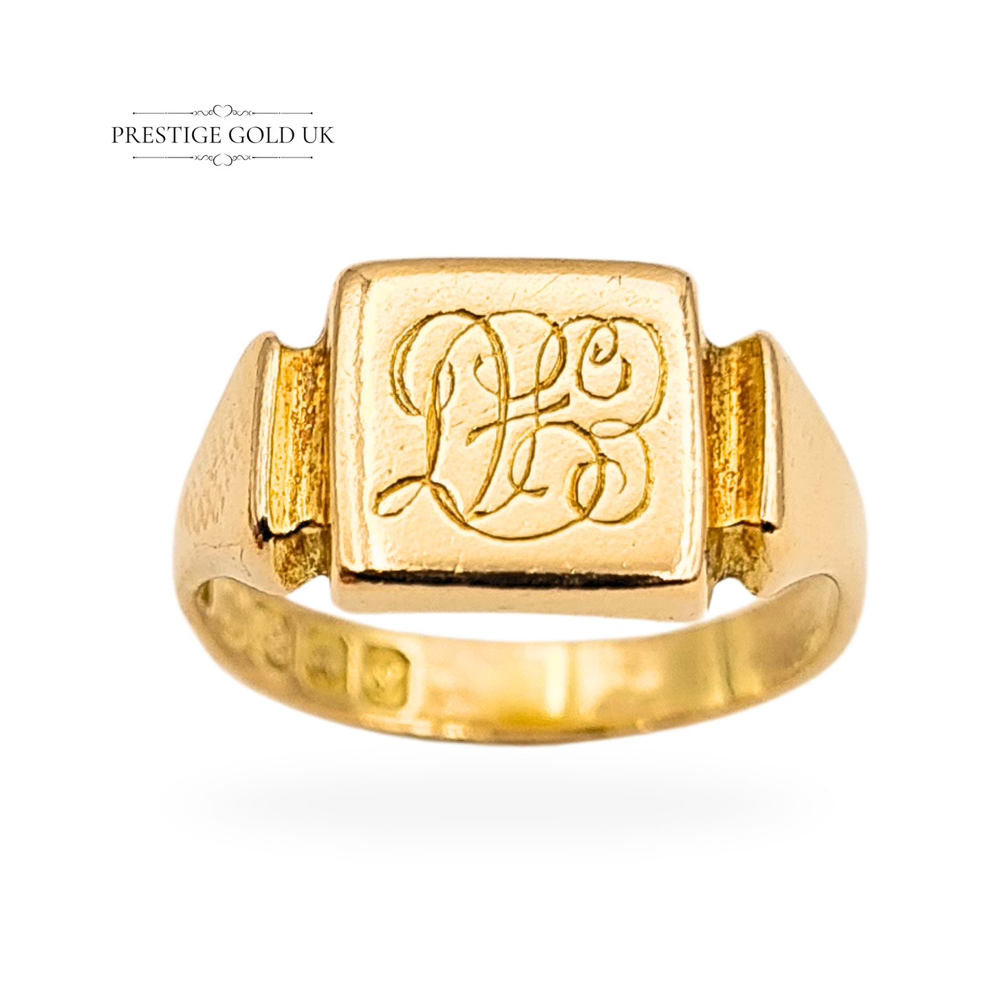 18ct Gold Antique Pinky Ring, Monogram, 1923, UK F / US 3