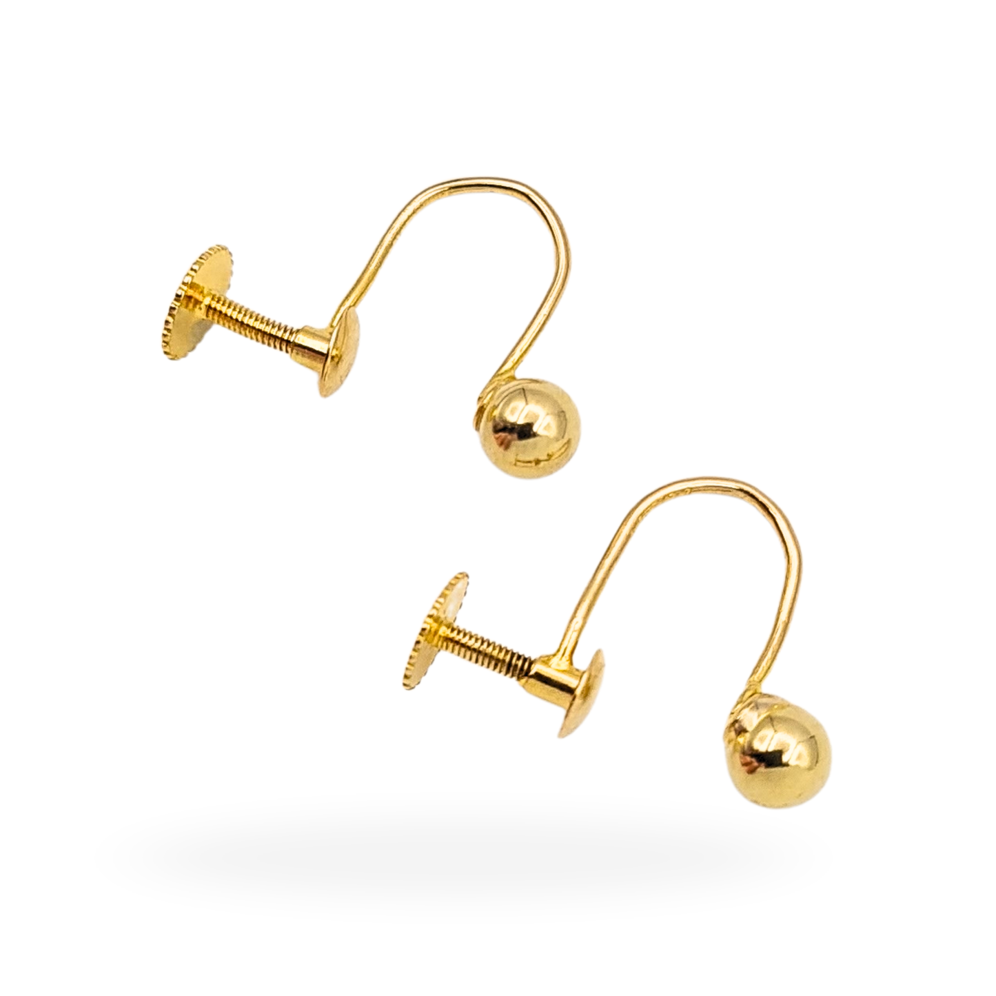 9ct Gold Screw Back Earrings, 4mm Ball, non pierced ears