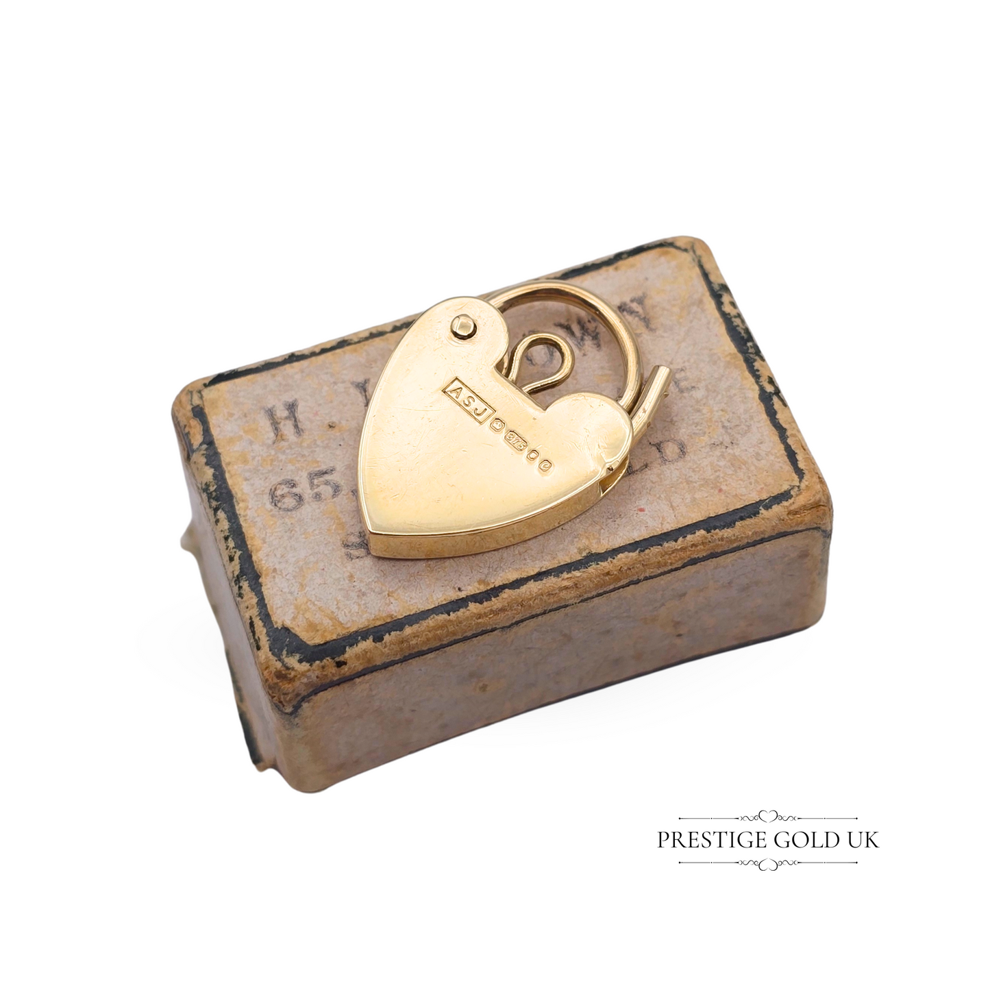 Star of David 9k Gold Heart Padlock Charm, Hallmarked London 1977, Hand Engraved