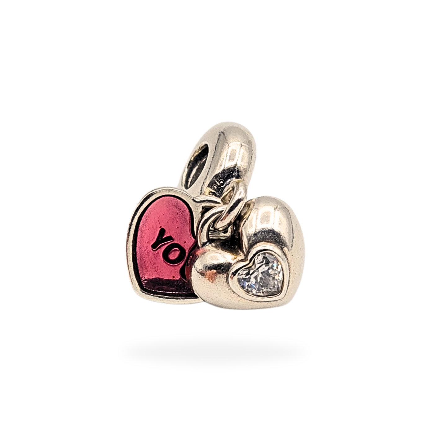 Pandora You & Me Split Heart Charm S925 ALE Silver CZ