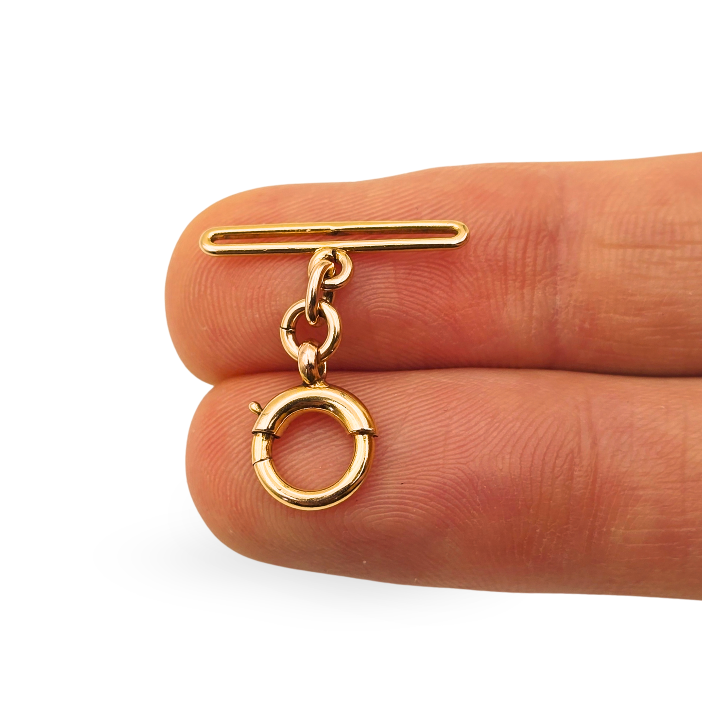 9ct Gold Bolt Ring & T Bar, 19mm Bar, 9mm Clasp, Stamped 9ct