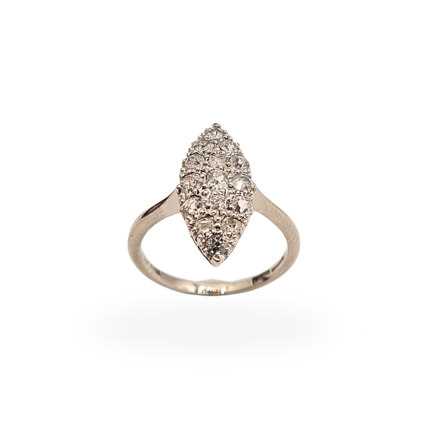 18ct White Gold Marquise Diamond Cluster Ring  UK L US 6