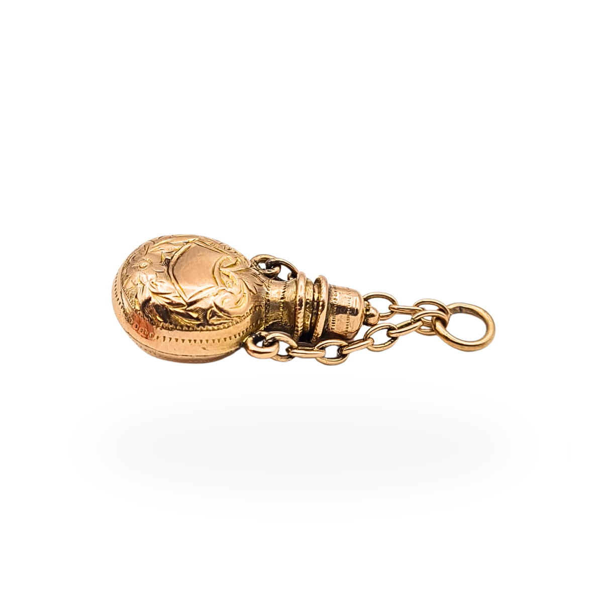 Antique 9ct Rose Gold Perfume Scent Bottle Charm Opening Lid Hallmarked