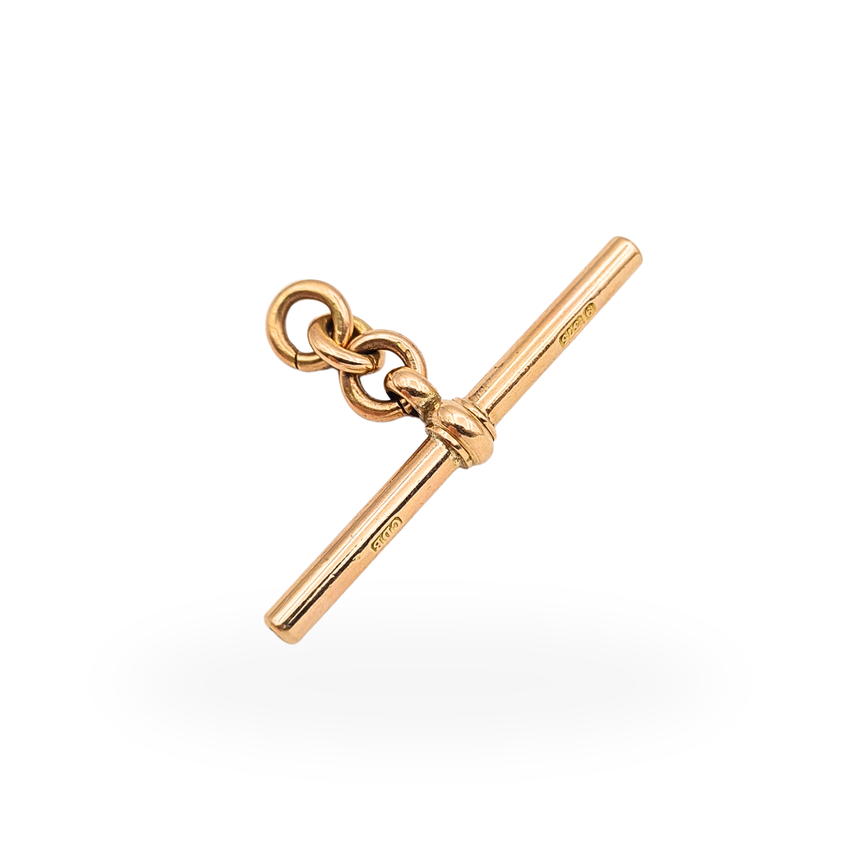 Antique 9ct Rose Gold Ruby T Bar Pendant  Heavy Solid Gold Albert Fob T-Bar