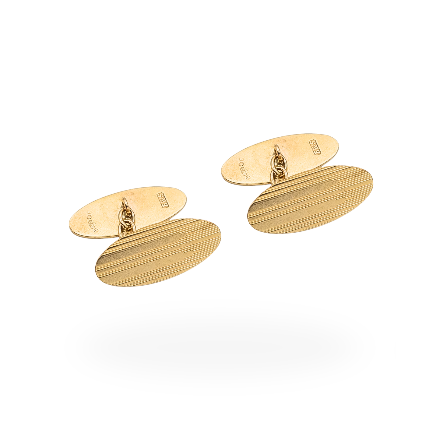 Solid 9ct Gold Oval Cufflinks B&S Birmingham Hallmarked Engraved