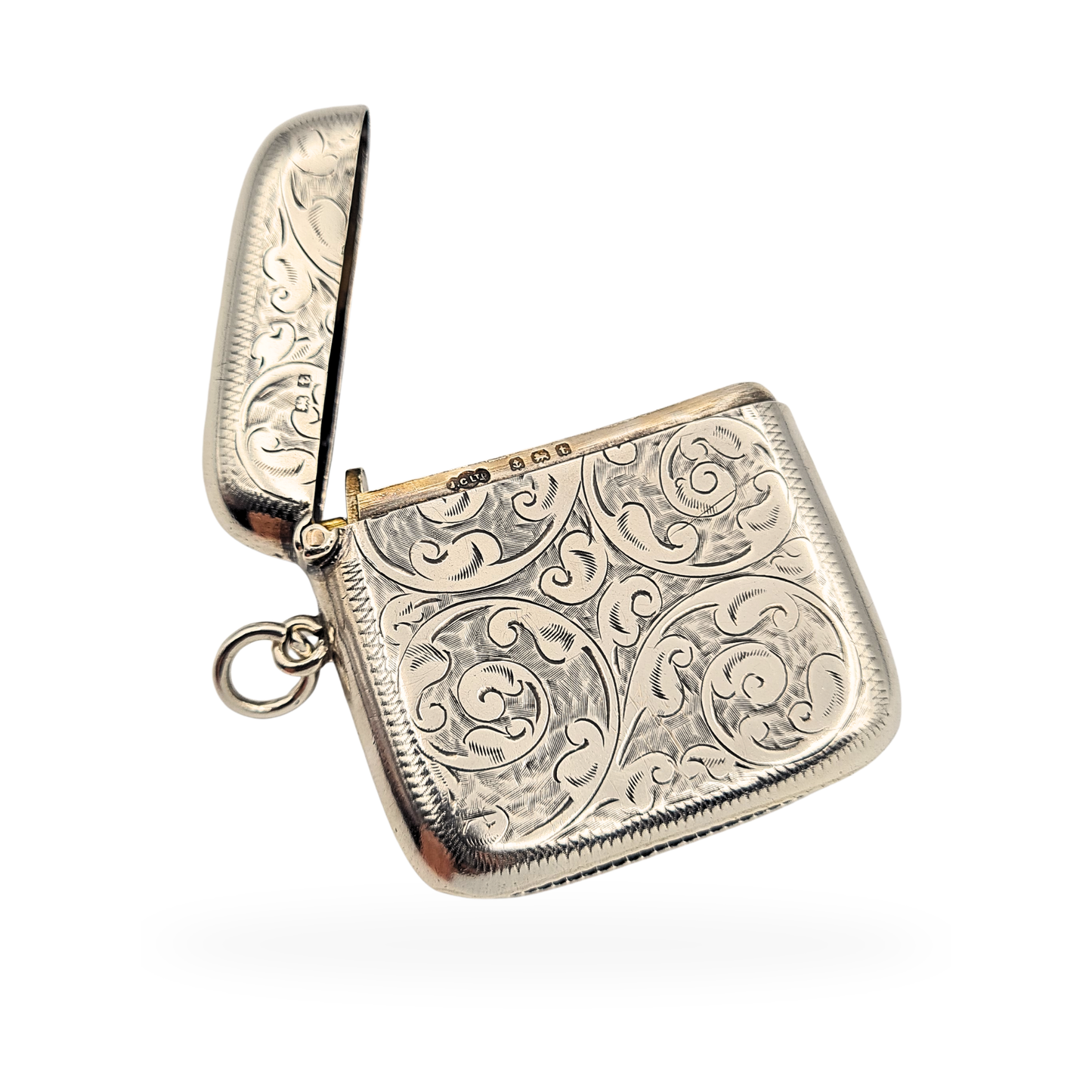 Antique Silver Vesta Case Birmingham 1918 J.C Ltd Match Holder