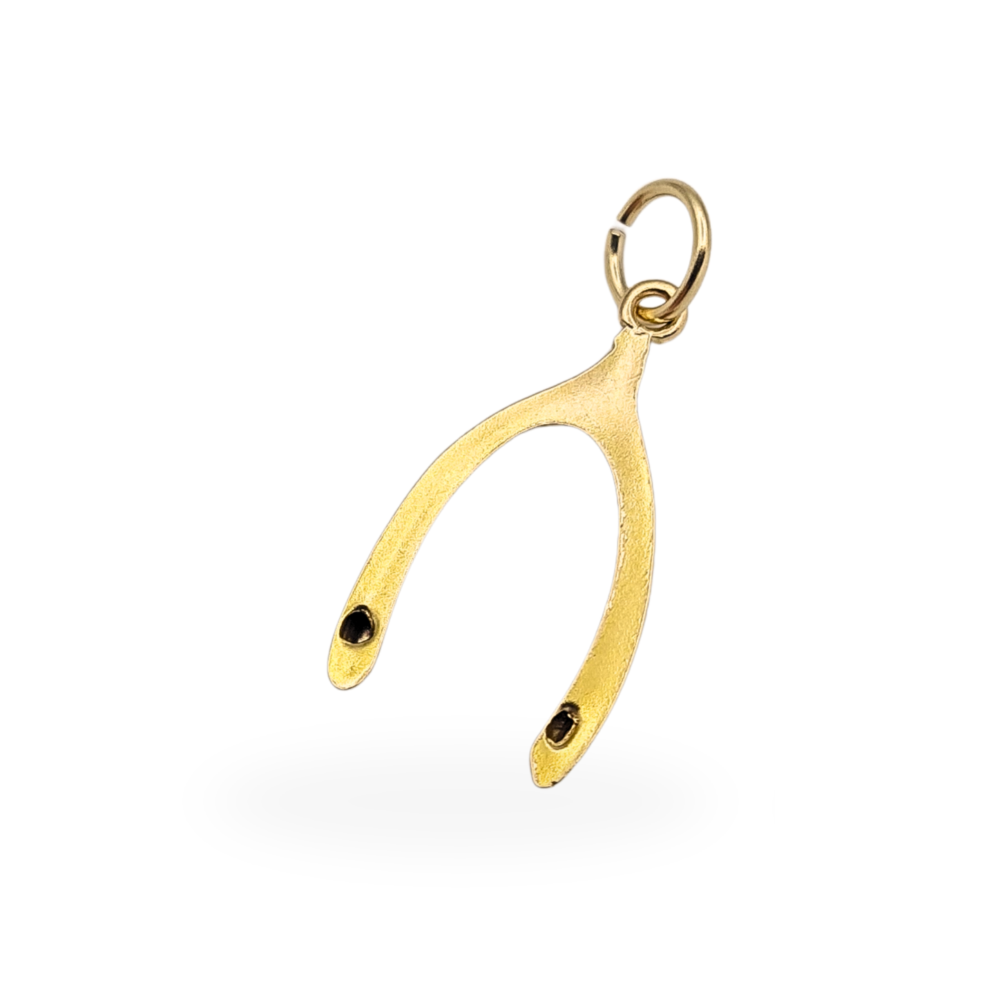 Tiny 9k Gold Wishbone Charm Vintage Good Luck Pendant